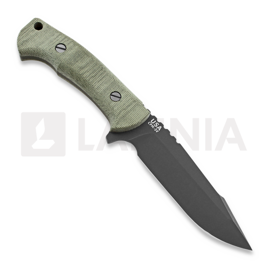 Hinderer The Ranch 3V peilis, harpoon spanto green micarta