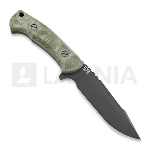 Coltello Hinderer The Ranch 3V, harpoon spanto green micarta
