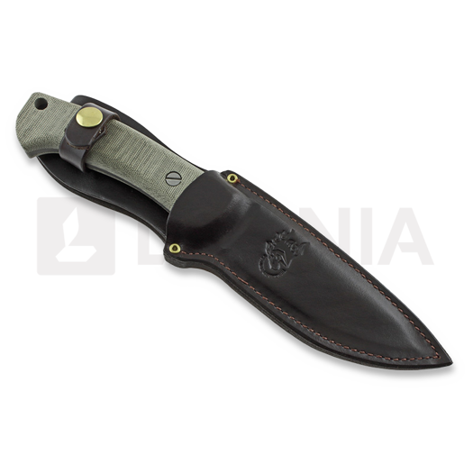 Hinderer The Ranch 3V knife, harpoon spanto green micarta