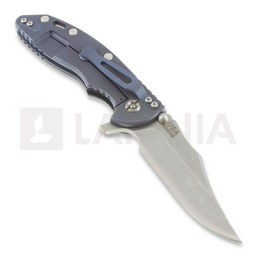 Hinderer XM-18 3,5" bowie sulankstomas peilis, black/Ti battle blue