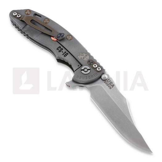 Hinderer XM-18 3,5" Bowie Containment Series sulankstomas peilis, black/green
