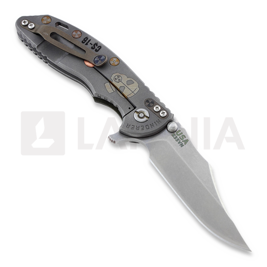 Hinderer XM-18 3,5" Bowie Containment Series sulankstomas peilis, black/green