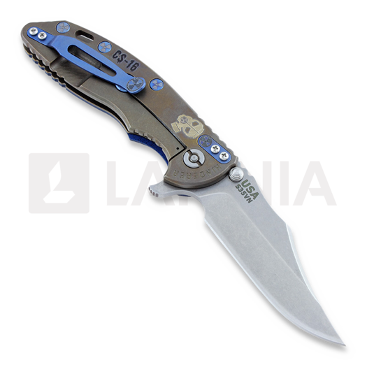 Coltello pieghevole Hinderer XM-18 3,5" Bowie Containment Series, blue/black