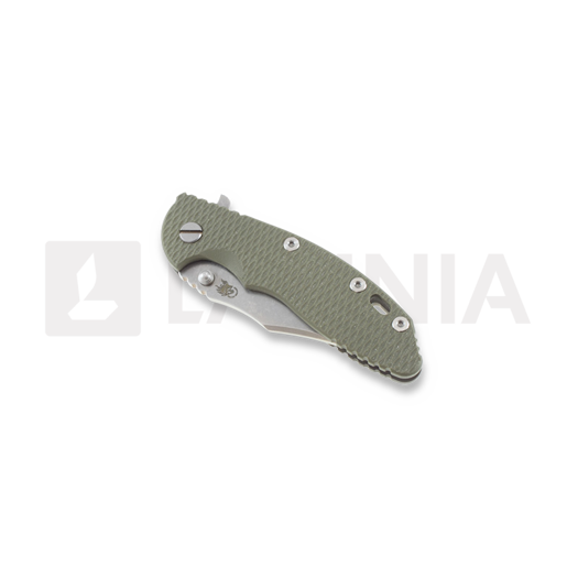 Hinderer XM-18 3,5" bowie sulankstomas peilis, green/Ti battle finish