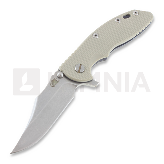 Hinderer XM-18 3,5" bowie folding knife, grey/Ti battle blue