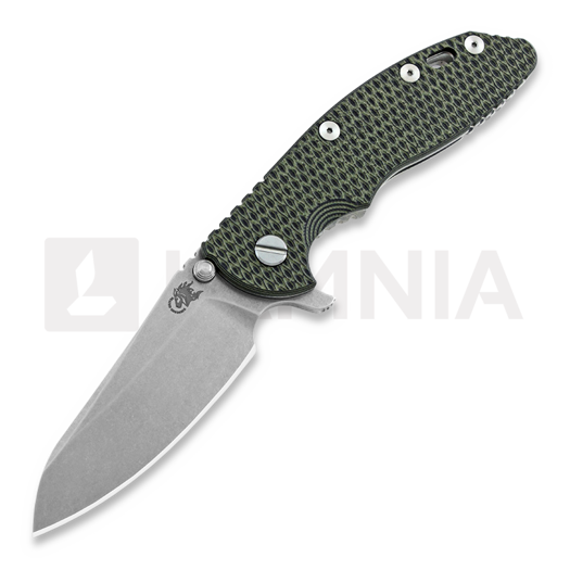 Hinderer XM-18 3.5 Gen5 Sheepsfoot kääntöveitsi, stonewashed, od green/black