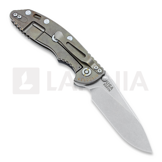 Hinderer XM-18 3,5" Non-flipper Slicer k&auml;&auml;nt&ouml;veitsi, Ti bronze, harmaa