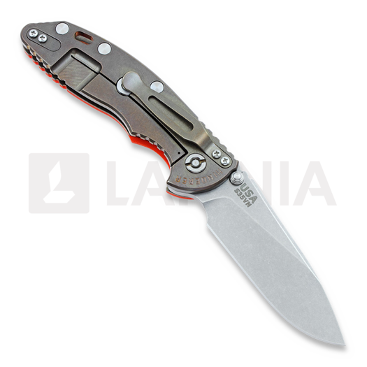 Hinderer XM-18 3,5" Non-flipper Slicer k&auml;&auml;nt&ouml;veitsi, Ti bronze, oranssi