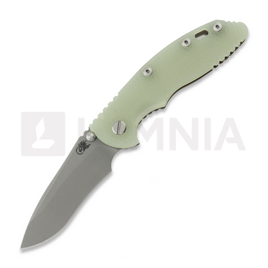 Hinderer XM-18 3.5 Recurve Magnacut Non-Flipper Battle Bronze Translucent Green G-10