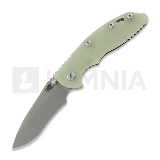 Hinderer XM-18 3.5 Recurve Magnacut Non-Flipper Battle Bronze Translucent Green G-10