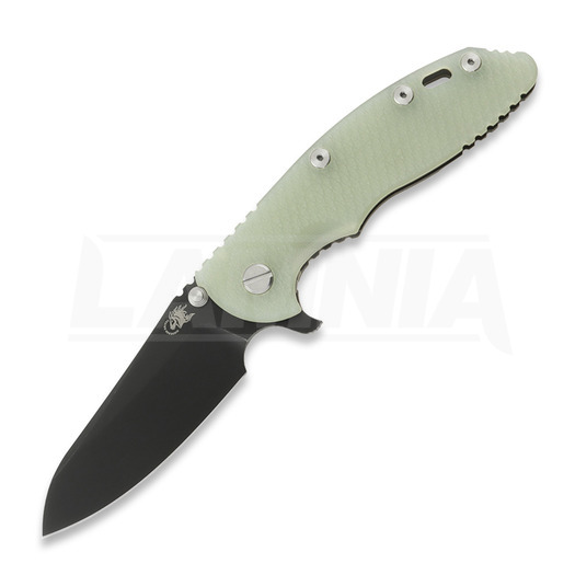 Hinderer XM-18 3.5 Sheepsfoot 접이식 나이프, S45VN Battle Black, translucent green