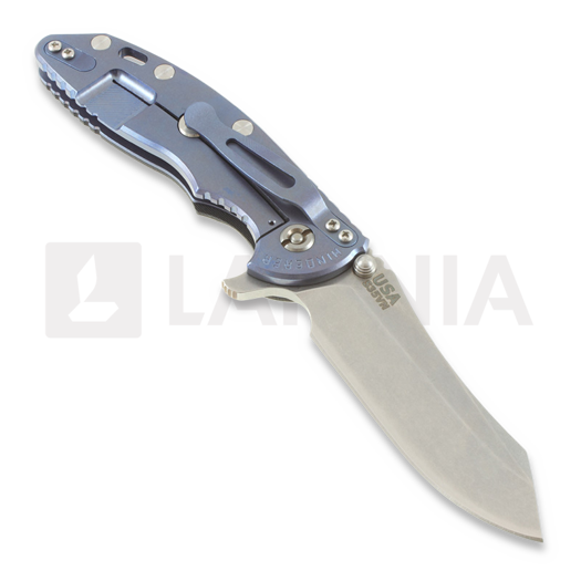 Hinderer XM-18 3,5" Skinner sulankstomas peilis, black/TI blue