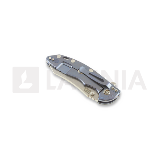 Hinderer XM-18 3,5" Skinner sulankstomas peilis, black/TI blue