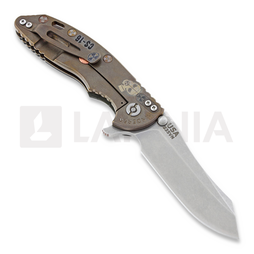 Hinderer XM-18 3,5" Skinner Containment Series sulankstomas peilis, black/green
