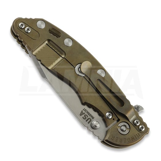 Hinderer XM-18 3.5 Skinny Harpoon Spanto 折り畳みナイフ, Magnacut, Stonewash Bronze, 緑