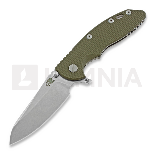 Hinderer XM-18 3.5 Skinny Sheepsfoot sulankstomas peilis, stonewash, žalia