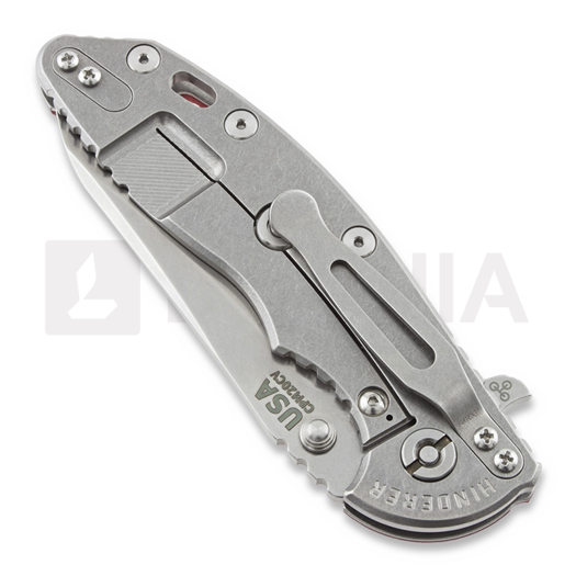 Hinderer XM-18 3.5 Skinny Sheepsfoot foldekniv, stonewash, r&oslash;d