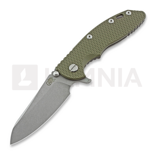 Navalha Hinderer XM-18 3.5 Skinny Sheepsfoot, working finish, verde oliva