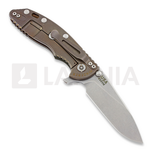 Hinderer XM-18 3,5" Slicer sulankstomas peilis, black/green G10/Ti bronze