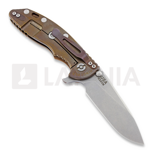 Hinderer XM-18 3,5" Slicer sulankstomas peilis, brown G10/Ti bronze