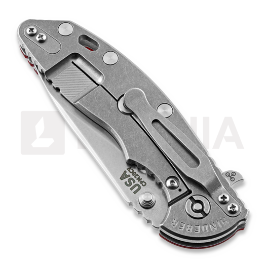 Hinderer XM-18 3.5 Slicer k&auml;&auml;nt&ouml;veitsi, stonewash, punainen