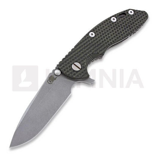 Hinderer XM-18 3,5" Spear Point working finish fällkniv, black/green