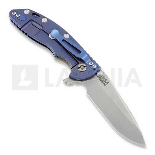 Hinderer XM-18 3,5" Spearpoint sulankstomas peilis, grey/Ti blue