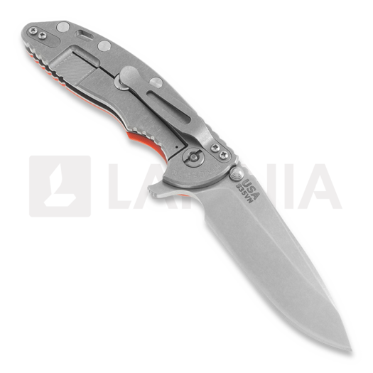 Hinderer XM-18 3,5" Spearpoint k&auml;&auml;nt&ouml;veitsi, oranssi