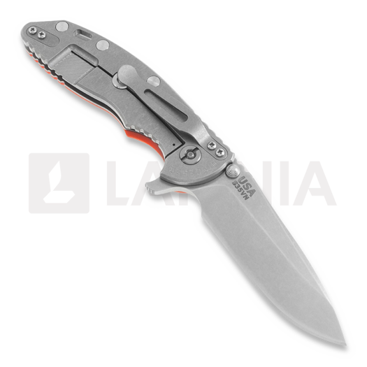 Hinderer XM-18 3,5" Spearpoint sulankstomas peilis, oranžinėnge