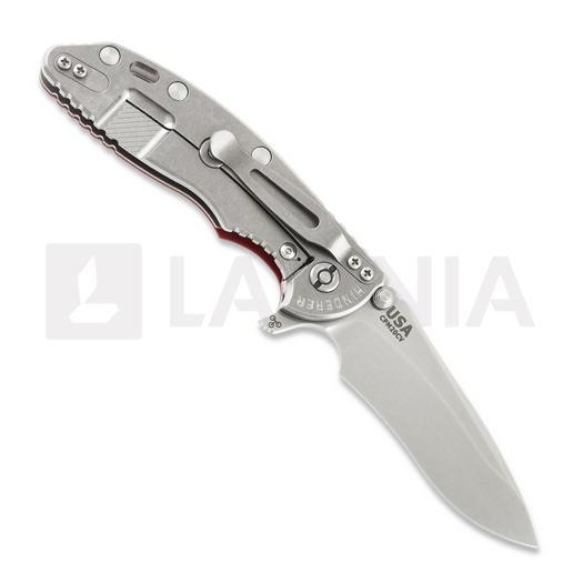 Hinderer XM-18 3.5 Tri-Way Recurve Stonewash sulankstomas peilis, Red