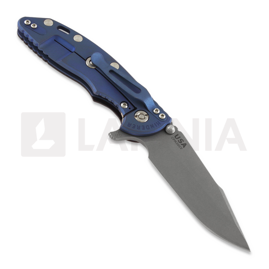 Hinderer XM-18 3.5 Tri-Way Skinny Harpoon Spanto Battle Blue folding knife, black