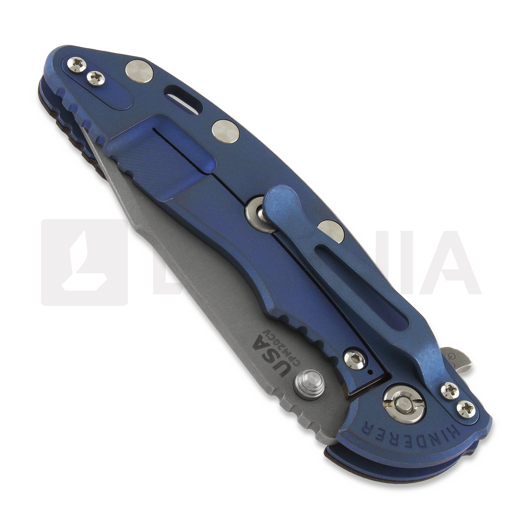 Hinderer XM-18 3.5 Tri-Way Skinny Harpoon Spanto Battle Blue folding knife, black