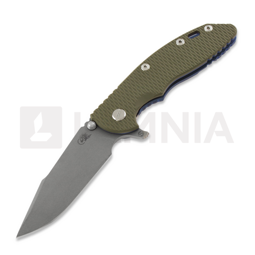 Hinderer XM-18 3.5 Tri-Way Skinny Harpoon Spanto Battle Blue kääntöveitsi, oliivinvihreä