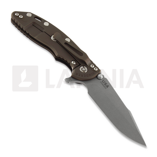 Hinderer XM-18 3.5 Tri-Way Skinny Harpoon Spanto Battle Bronze sulankstomas peilis, juoda