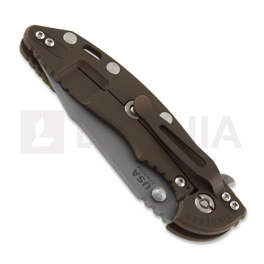 Hinderer XM-18 3.5 Tri-Way Skinny Harpoon Spanto Battle Bronze 折叠刀, 綠色