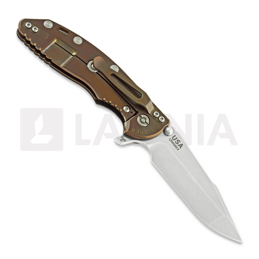 Hinderer XM-18 3.5 Tri-Way Skinny Harpoon Spanto Stonewash Bronze 折叠刀, 黑色