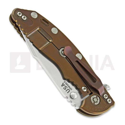 Hinderer XM-18 3.5 Tri-Way Skinny Harpoon Spanto Stonewash Bronze folding knife, olive drab