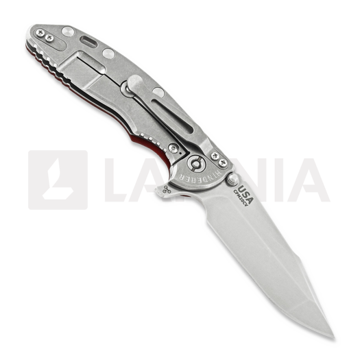 Hinderer XM-18 3.5 Tri-Way Skinny Harpoon Spanto Stonewash sulankstomas peilis, raudona