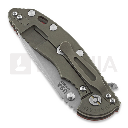 Hinderer XM-18 3.5 Tri-Way Spanto sulankstomas peilis, battle bronze, raudona