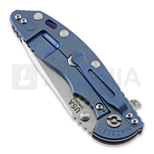 Hinderer XM-18 3.5 Tri-Way Spearpoint k&auml;&auml;nt&ouml;veitsi, sw blue, punainen