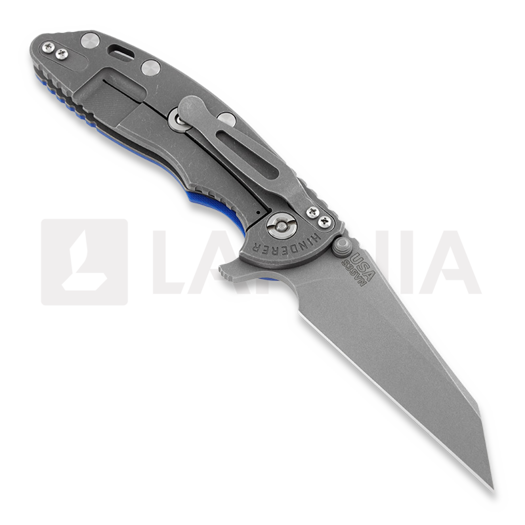 Coltello pieghevole Hinderer XM-18 3,5" Wharncliffe Fatty, Bronze Ti, blu