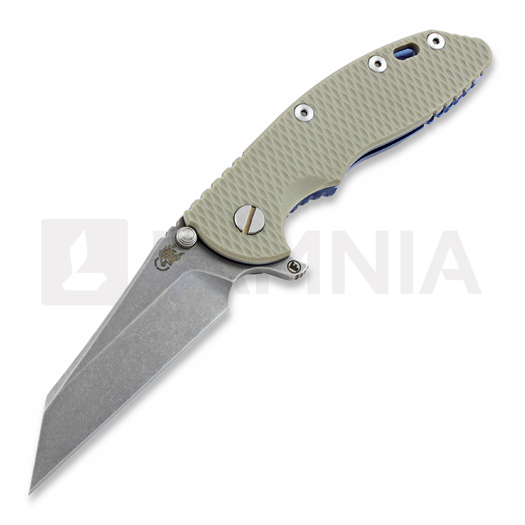 Hinderer XM-18 3,5" Wharncliffe Fatty foldekniv, sand/Ti blue