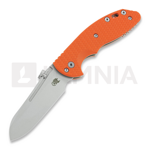 Hinderer XM-18 Slippy Sheepsfoot fällkniv, stonewash, orange