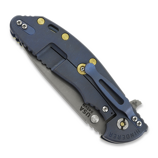 Hinderer XM-24 4.0 S45VN Slicer Hollow Tri-Way Battle Blue kääntöveitsi, Tlc Green G10