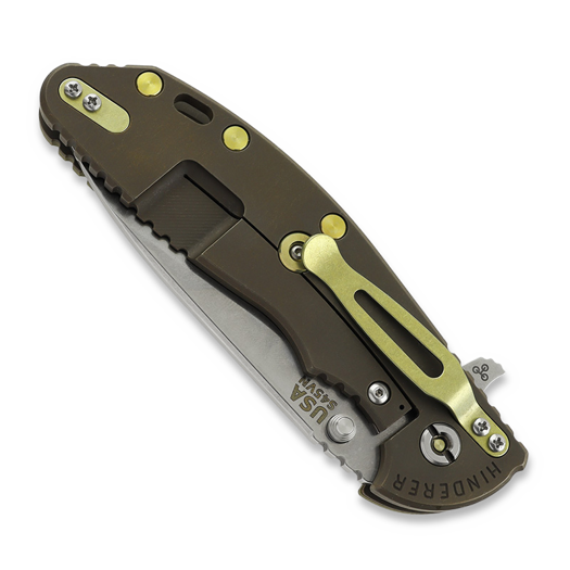 Hinderer XM-24 4.0 S45VN Slicer Hollow Tri-Way Battle Bronze kääntöveitsi, OD Green G10