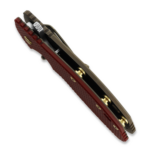 Coltello pieghevole Hinderer XM-24 4.0 S45VN Slicer Hollow Tri-Way Battle Bronze, Red G10