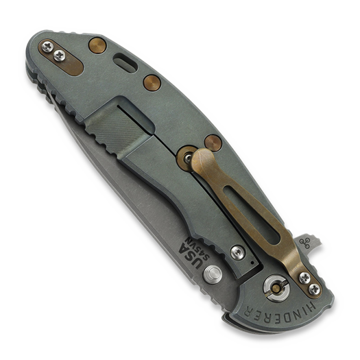 Hinderer XM-24 4.0 S45VN Slicer Hollow Tri-Way Battle Light Blue folding knife, Grey G10