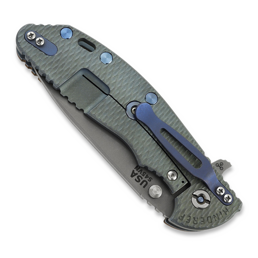Coltello pieghevole Hinderer XM-24 4.0 S45VN Slicer Hollow Tri-Way Battle Light Blue, Textured Walnut