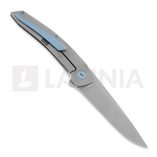 Hog House Knives Model-T Gen2 light blue accents folding knife