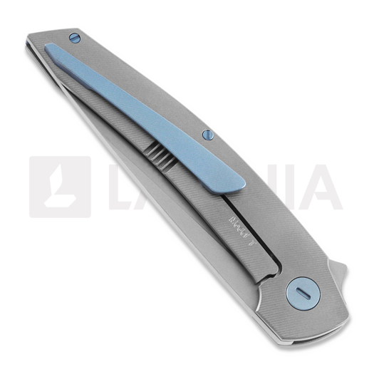 Hog House Knives Model-T Gen2 light blue accents folding knife